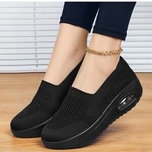 Women Mesh Air Cushion Slip-on Wedge Light Breathable Arch Support Shoes 9.5